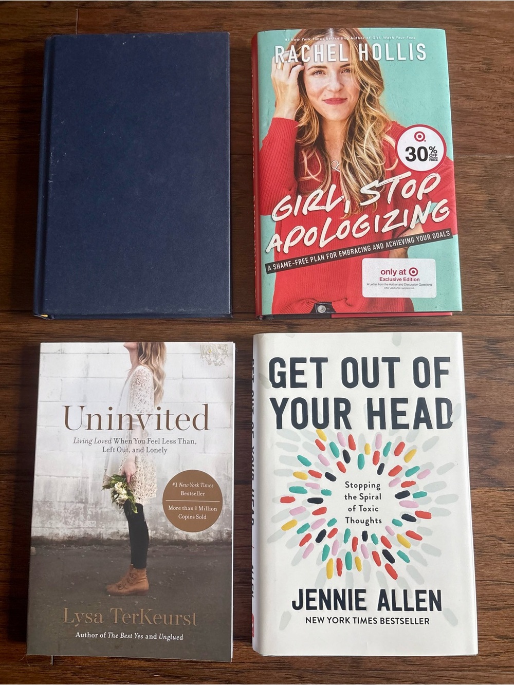 Set of 4 Inspirational Hardcover Books - Navy, Teal, White, Beige Covers